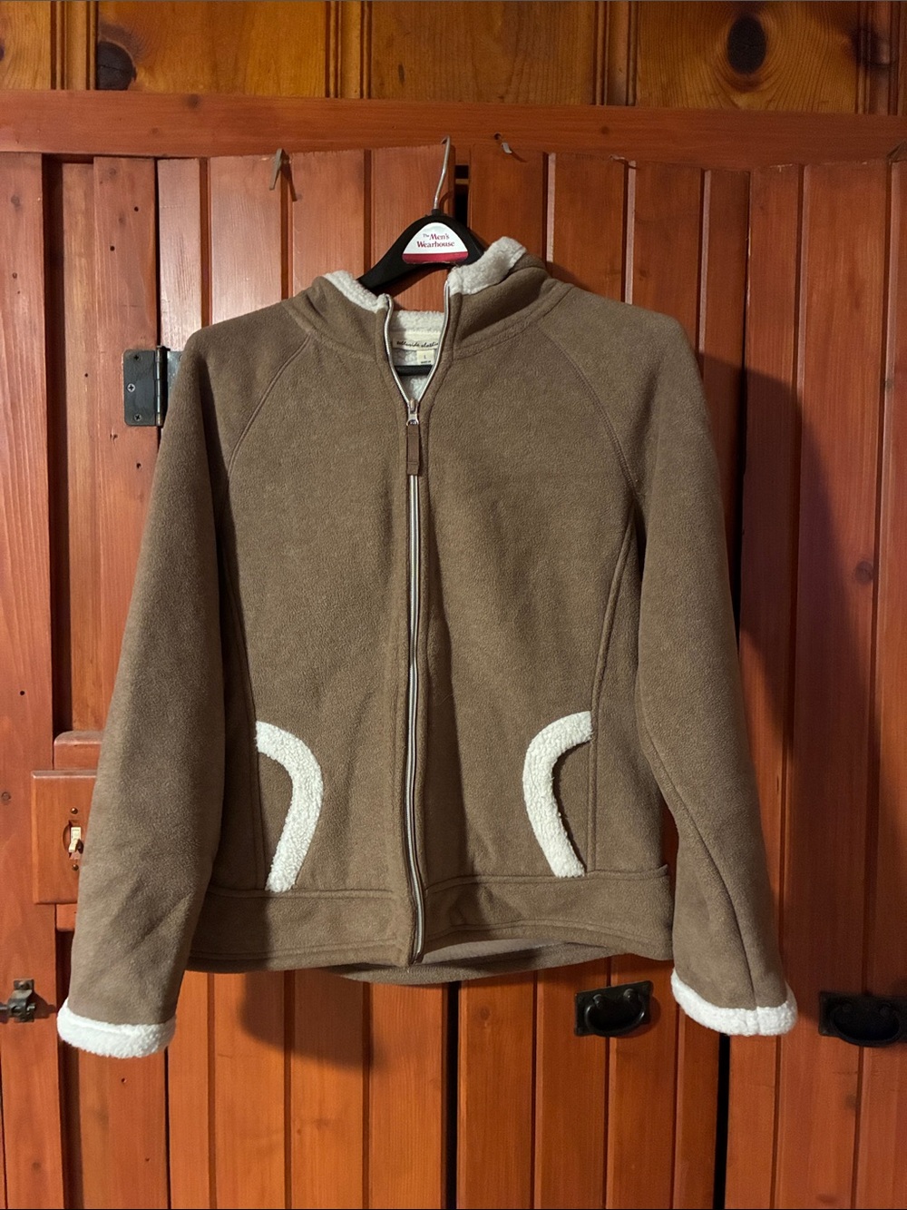 Women's Brown Teddy Fleece Zip Jacket with Cream Sherpa Accents